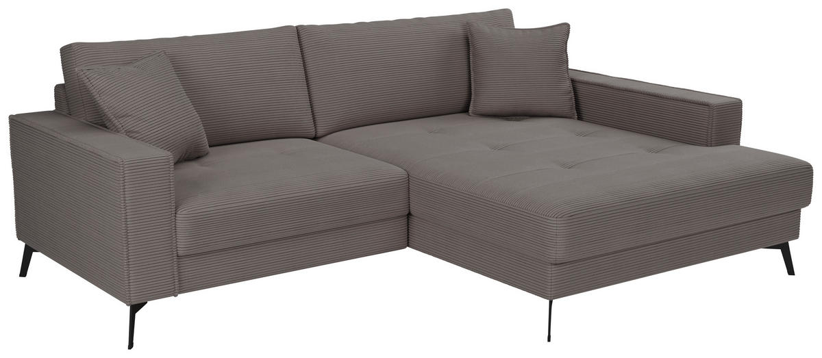 ECKSOFA TED Grau Cord Zierkissen  - Schwarz/Grau, Trend, Textil/Metall (228/174cm) - P & B
