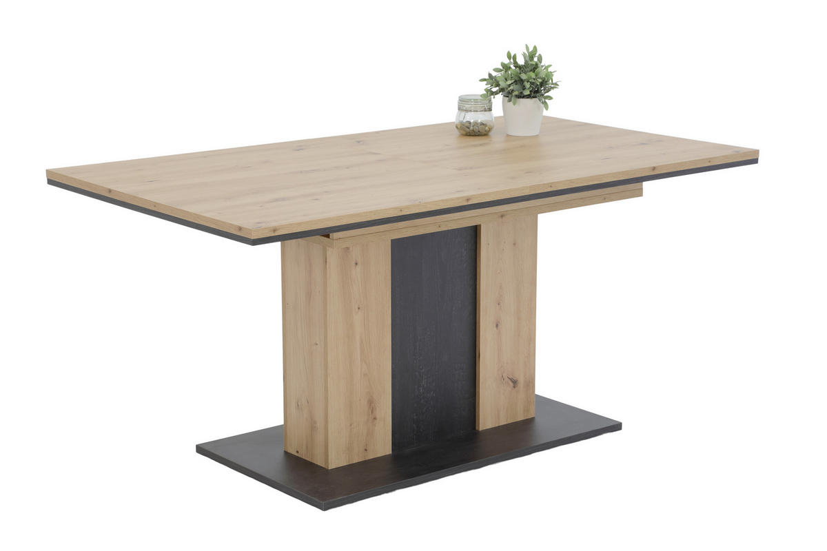 TISCHGRUPPE in Metall, Textil, Holzwerkstoff Schlammfarben, Eiche Artisan  - Schlammfarben/Eiche Artisan, MODERN, Holzwerkstoff/Textil (160 - 210/75/90cm) - MID.YOU