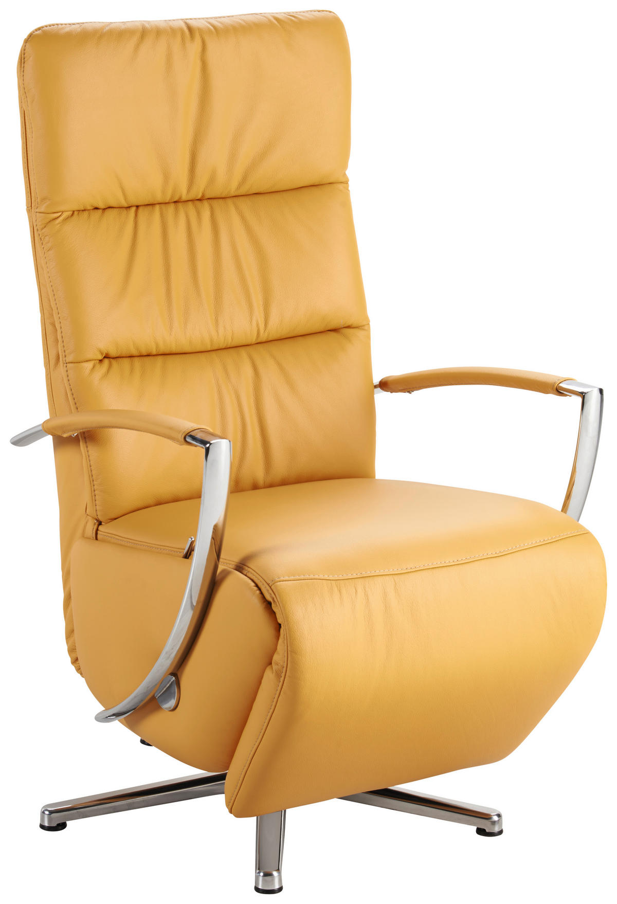 RELAXSESSEL in Leder Currygelb  - Chromfarben/Currygelb, Design, Leder/Metall (64/112/80cm) - Cantus