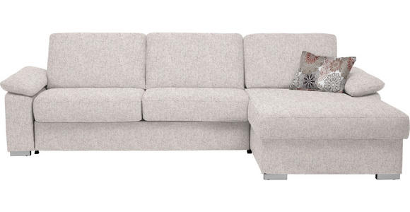 ECKSOFA in Flachgewebe Hellgrau - Chromfarben/Hellgrau, KONVENTIONELL, Textil/Metall (285/176cm) - Novel