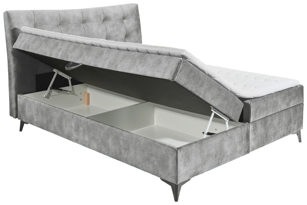 BOX-ÁGY 180/200 cm  szürke  - fekete/szürke, Modern, műanyag/faalapú anyag (180/200cm) - MID.YOU