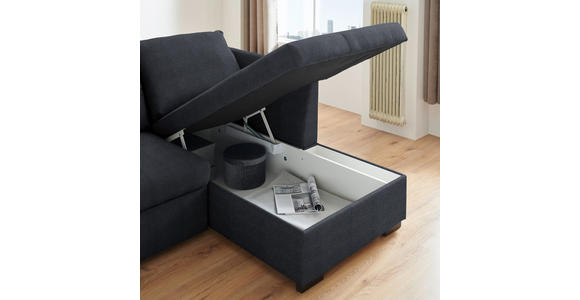 ECKSOFA inkl.Funktionen Dunkelgrau Webstoff  - Dunkelgrau/Schwarz, Design, Kunststoff/Textil (238/158cm) - Xora