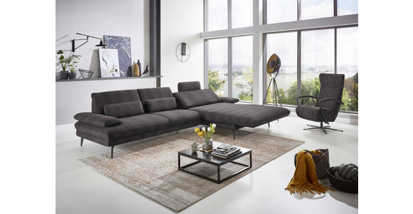 ECKSOFA in Chenille Anthrazit  - Anthrazit/Schwarz, Design, Textil/Metall (310/180cm) - Dieter Knoll