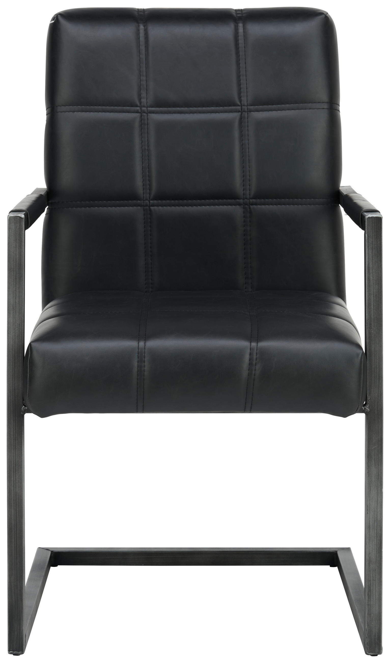 STOL MED ARMSTÖD järn läderimitation  - svart, Trend, metall/textil (55/92/63cm) - Ambia Home