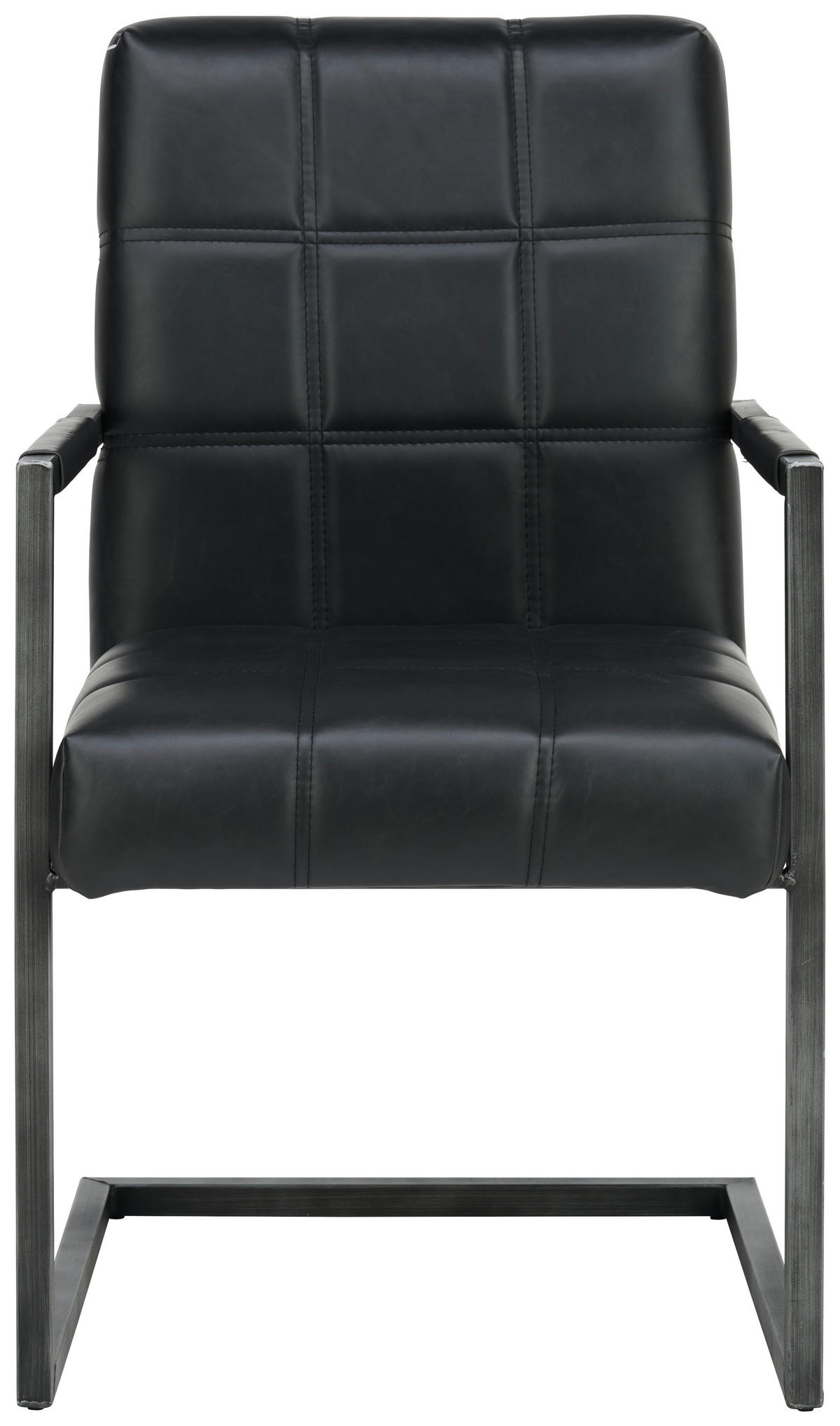 CHAISE ACCOUDOIRS  in Eisen Lederlook  - noir, Trend, métal/textile (55/92/63cm) - Ambia Home