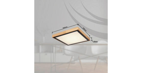 DECKENLEUCHTE 39/39/9 cm  - Schwarz/Braun, Design, Holz/Kunststoff (39/39/9cm) - Novel