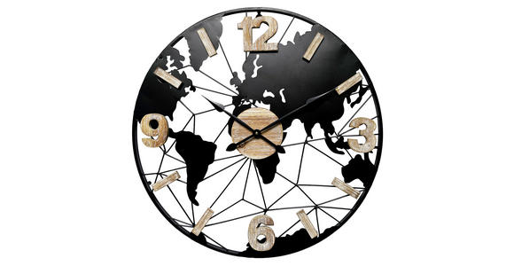 WANDUHR 60 cm - Schwarz/Braun, Design, Holz/Holzwerkstoff (60cm) - Ambia Home