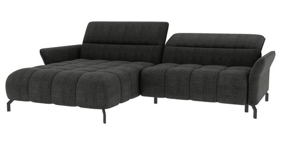 ECKSOFA Anthrazit Flachgewebe Rücken echt, Kopfteilverstellung, Sitztiefenverstellung  - Anthrazit/Schwarz, KONVENTIONELL, Textil/Metall (175/272cm) - Carryhome