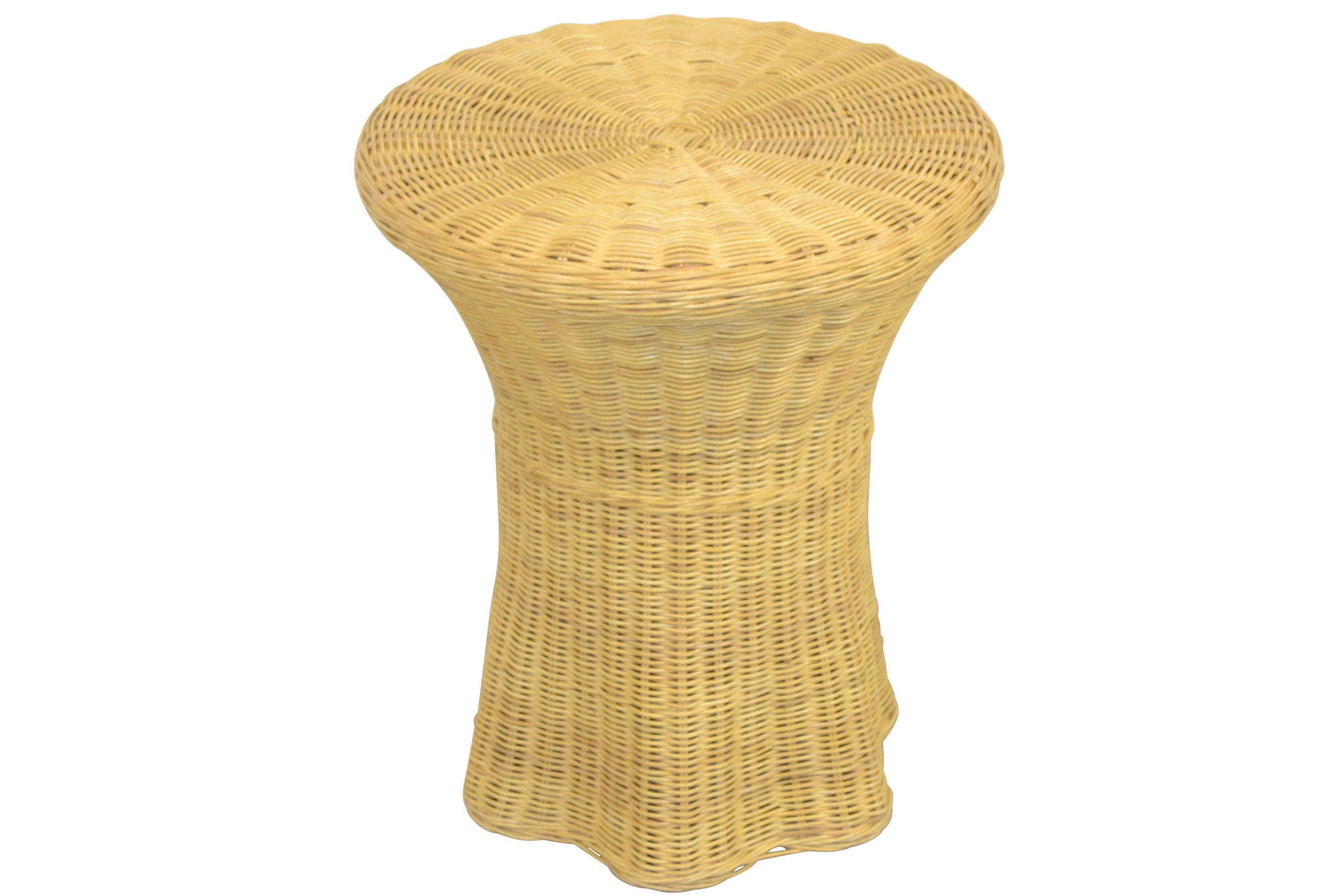 BEISTELLTISCH Rattan massiv Beige rund  - Beige, Natur, Holz (44/44/51cm) - MID.YOU