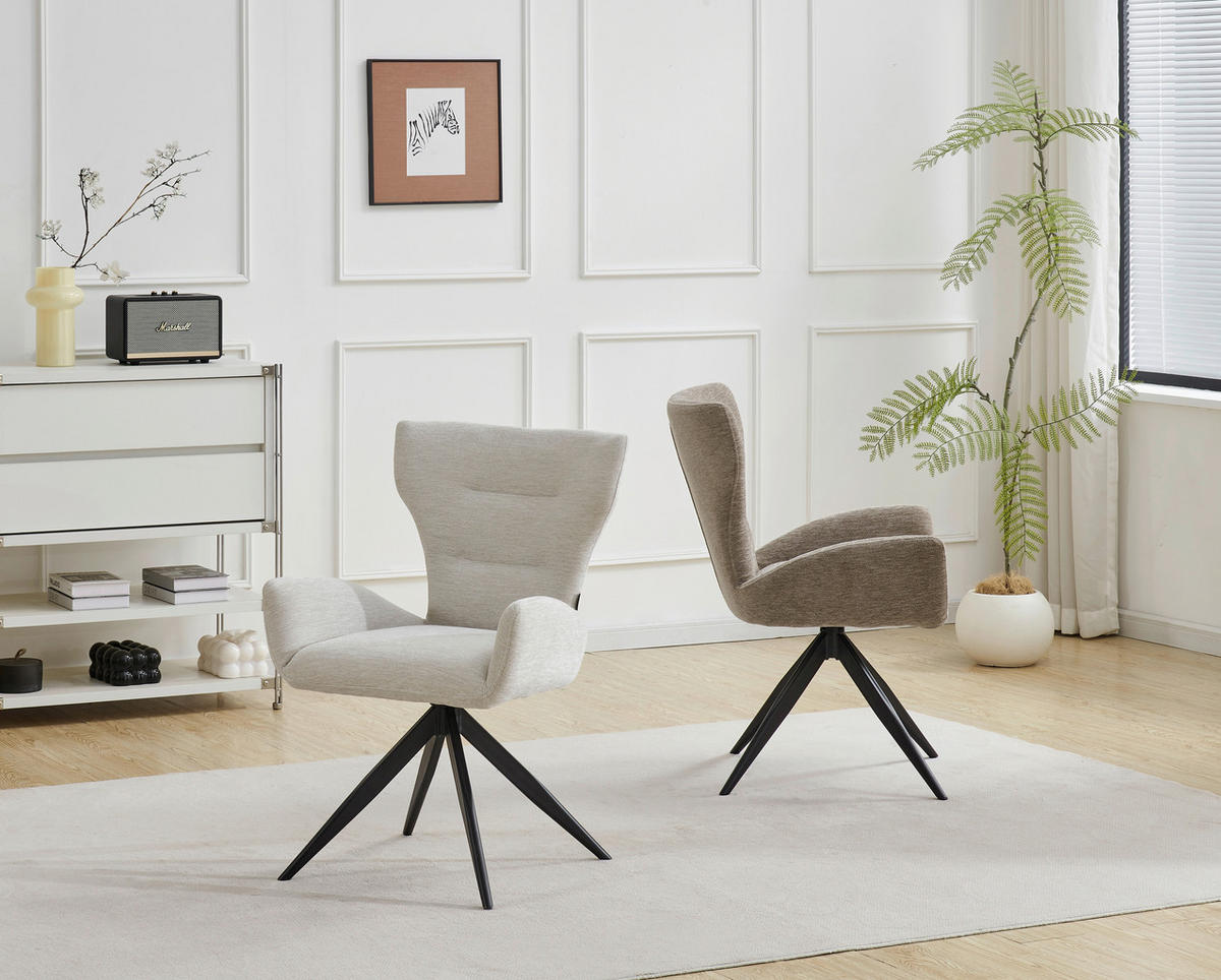ARMLEHNSTUHL  Sitzfläche 360° drehbar Chenille  Schwarz, Taupe  - Taupe/Schwarz, MODERN, Holz/Textil (58/89/62,5cm) - Livetastic