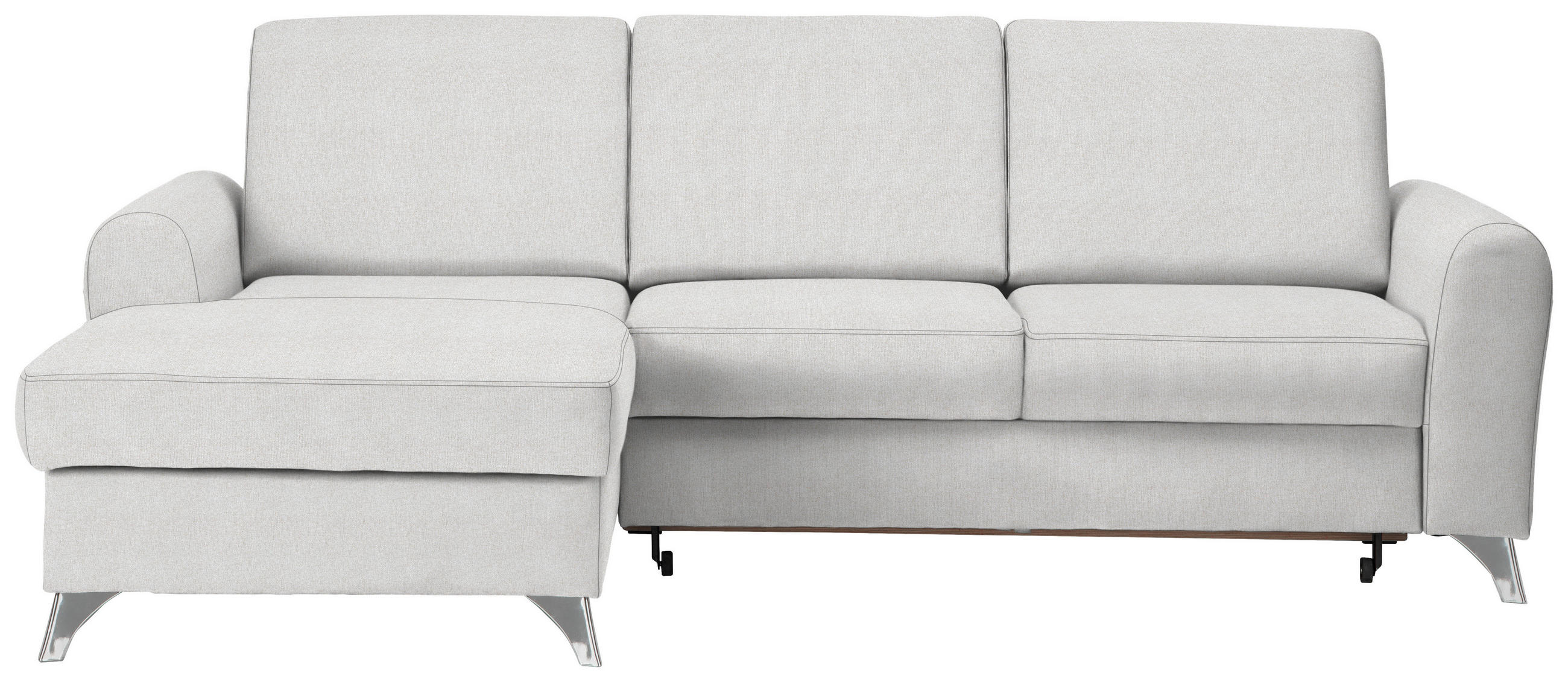 ECKSOFA Creme Flachgewebe  - Silberfarben/Creme, Design, Textil/Metall (167/244cm) - Cantus