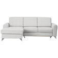 ECKSOFA in Flachgewebe Creme  167/244 cm  - Silberfarben/Creme, Design, Textil/Metall (167/244cm) - Cantus