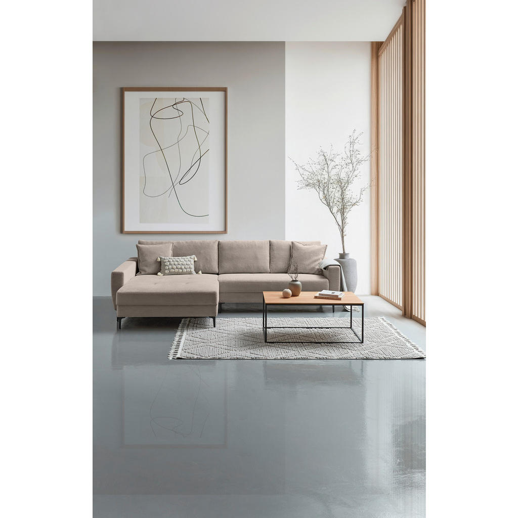 Thumbnail - Xora Ecksofa, Hellgrau, Textil, 3-Sitzer, Füllung: Schaumstoff, Ottomane links, L-Form, 283x174 cm, Stoffauswahl, seiten...