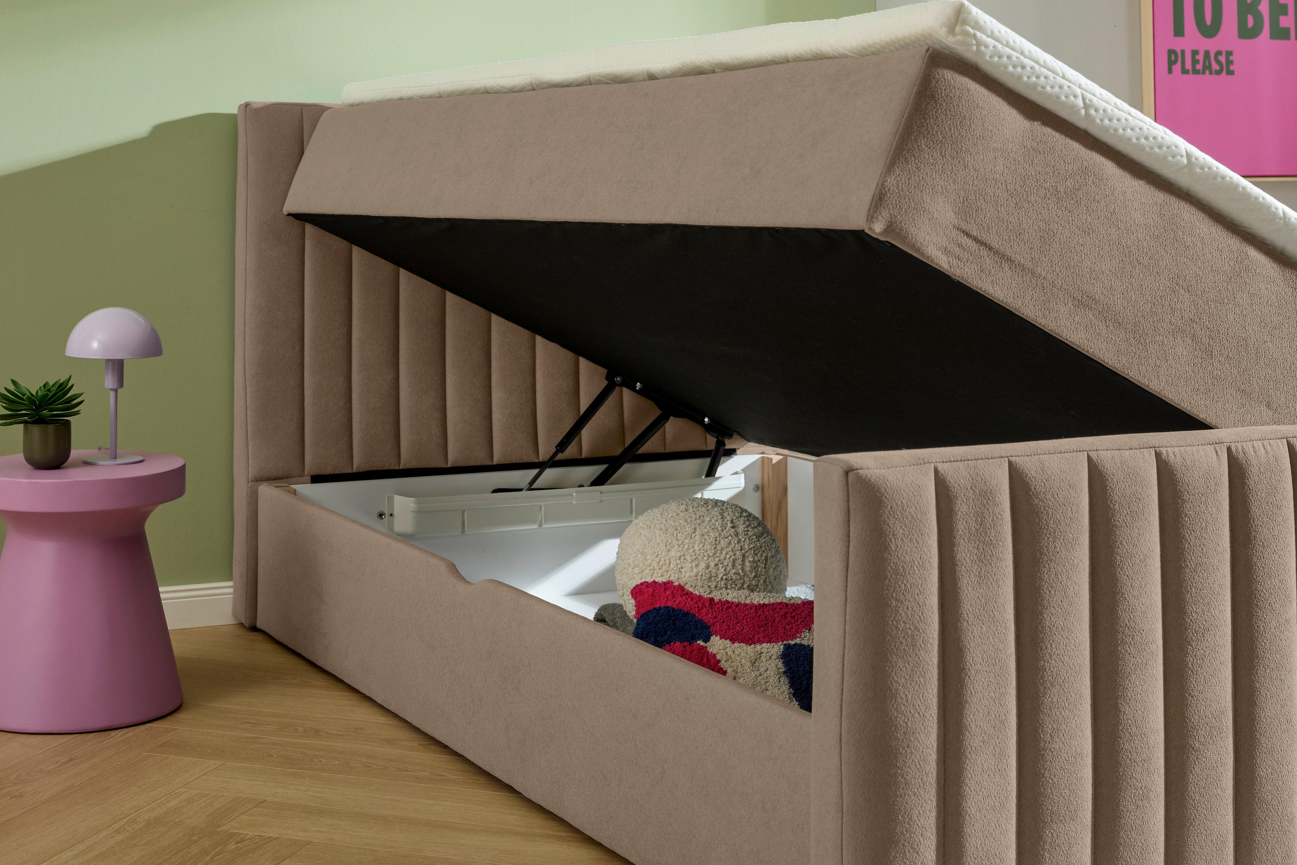 BOXBETT 120/200 cm  in Taupe  - Taupe/Schwarz, KONVENTIONELL, Kunststoff/Textil (120/200cm) - Boxxx