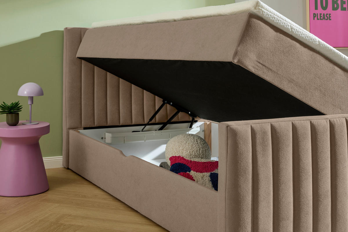 BOXBETT 90/200 cm  in Taupe  - Taupe/Schwarz, KONVENTIONELL, Kunststoff/Textil (90/200cm) - Boxxx