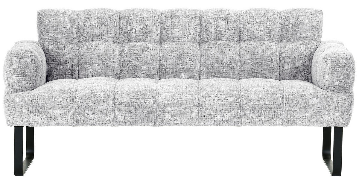 SITZBANK 200/91/78 cm Chenille Weiß Metall  - Schwarz/Weiß, Design, Textil/Metall (200/91/78cm) - Novel