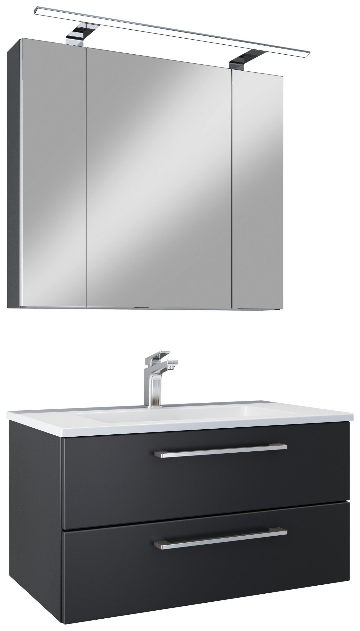 BADEZIMMER 4-teilig  in 82,2 cm  - Chromfarben/Schwarz, Basics, Glas/Keramik (82,2cm)