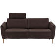 2-SITZER-SOFA  in Echtleder Dunkelbraun   - Eichefarben/Dunkelbraun, Natur, Leder/Holz (207/86/87cm) - Valnatura