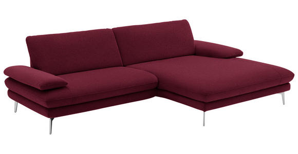 ECKSOFA Rot, Bordeaux Webstoff  - Bordeaux/Rot, Design, Textil/Metall (284/184cm) - Dieter Knoll