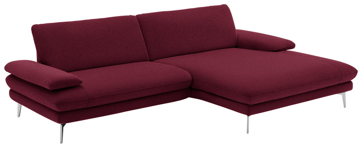 ECKSOFA in Webstoff Rot, Bordeaux  - Bordeaux/Rot, Design, Textil/Metall (284/184cm) - Dieter Knoll