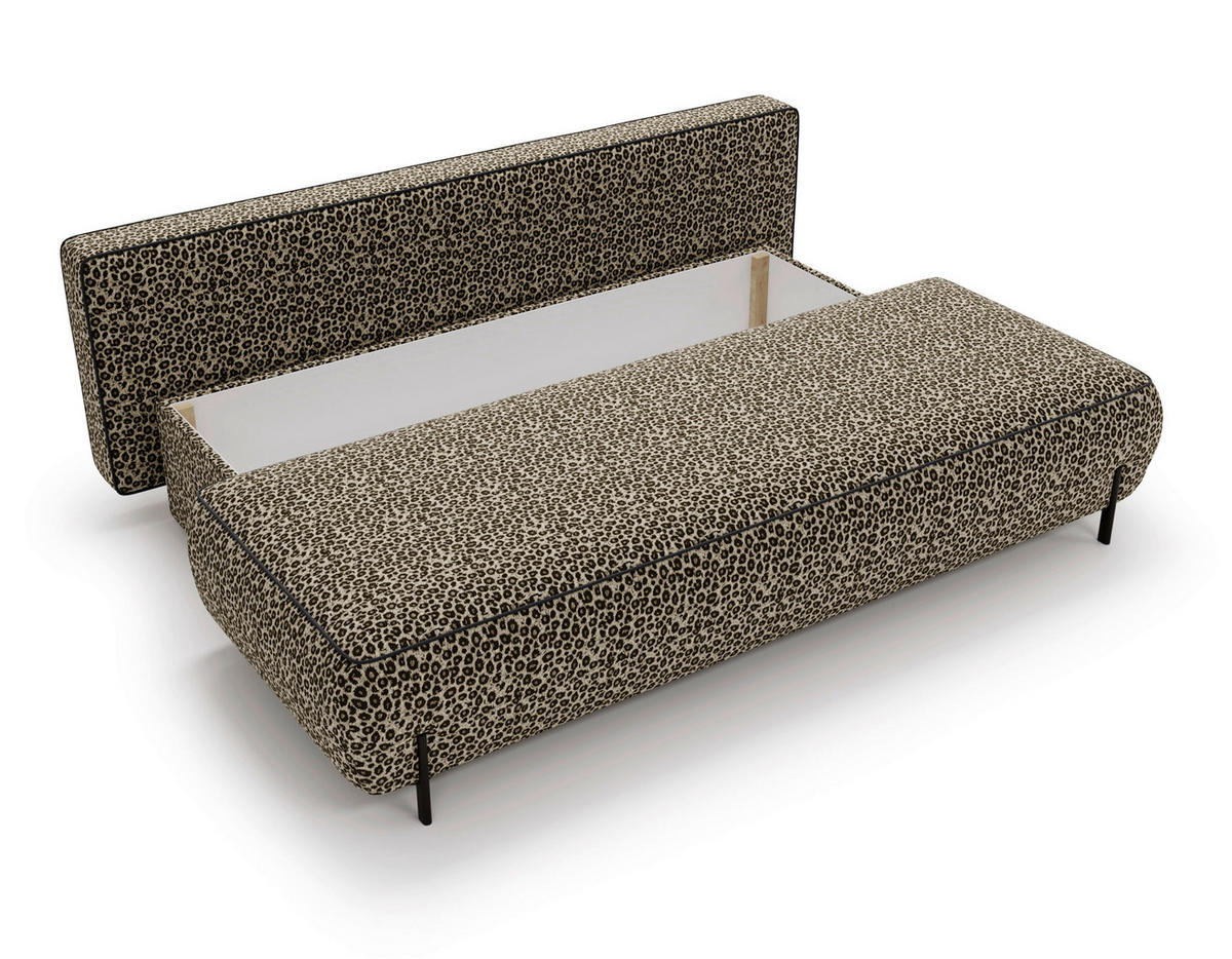 SCHLAFSOFA Jacquard Braun Stoffauswahl, Rücken echt  - Schwarz/Braun, Design, Textil/Metall (212/90/95cm) - Livetastic