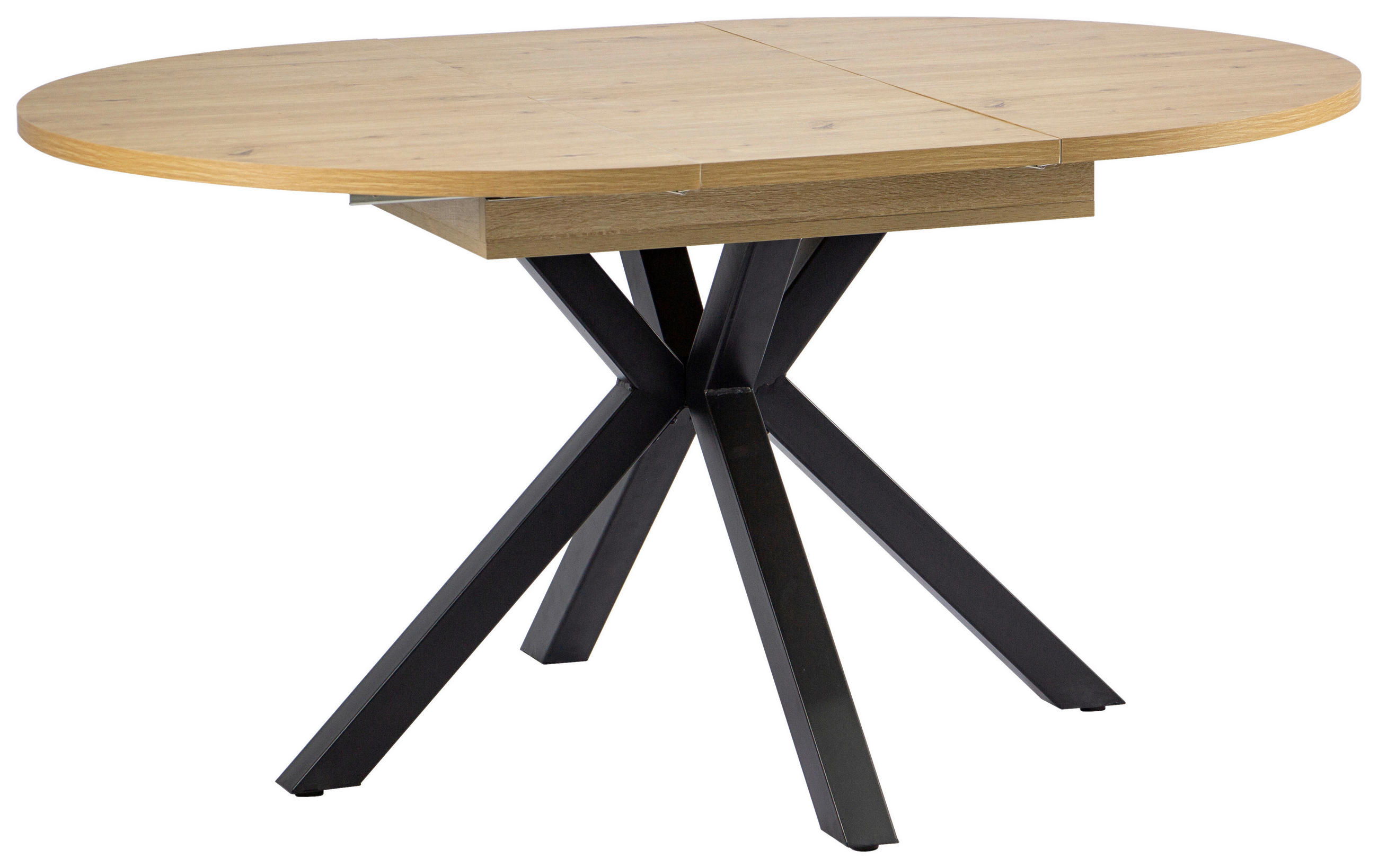 AUSZIEHTISCH Schwarz, Eiche Artisan rund  ausziehbar  - Schwarz/Eiche Artisan, KONVENTIONELL, Holzwerkstoff/Metall (110-150/76/110cm) - MID.YOU