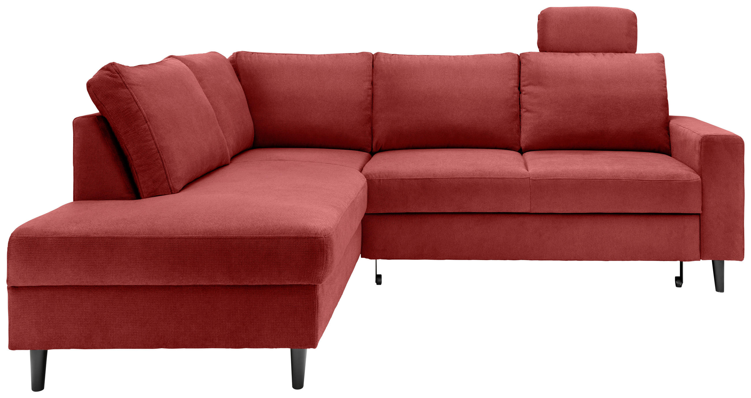 ECKSCHLAFSOFA in Rot Textil   - Rot/Schwarz, Modern, Holz/Textil (200/242cm) - Livetastic