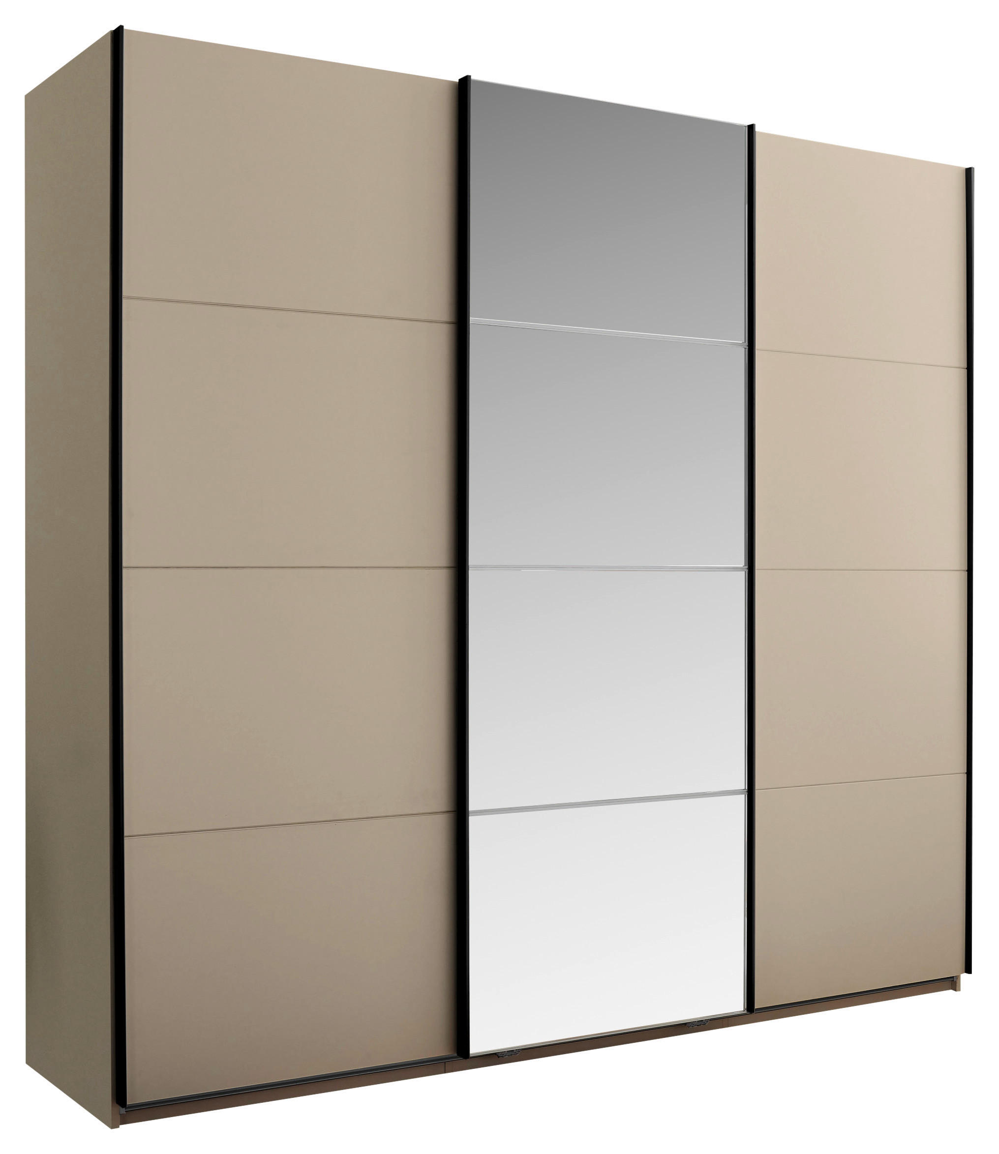 SCHWEBETÜRENSCHRANK 215/204/60 cm 3-türig Kaschmir  - Kaschmir/Schwarz, KONVENTIONELL, Glas/Holzwerkstoff (215/204/60cm) - Boxxx