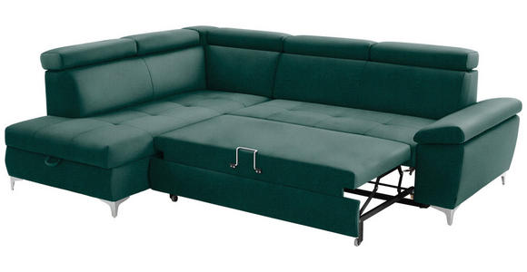 ECKSOFA in Samt Grün  - Chromfarben/Grün, KONVENTIONELL, Textil/Metall (206/271cm) - Carryhome