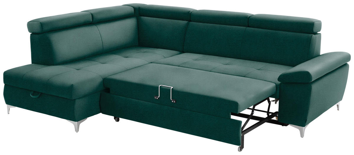 KUTNA GARNITURA tekstil  zelena   - zelena/boje kroma, Konvencionalno, tekstil/metal (206/271cm) - Carryhome
