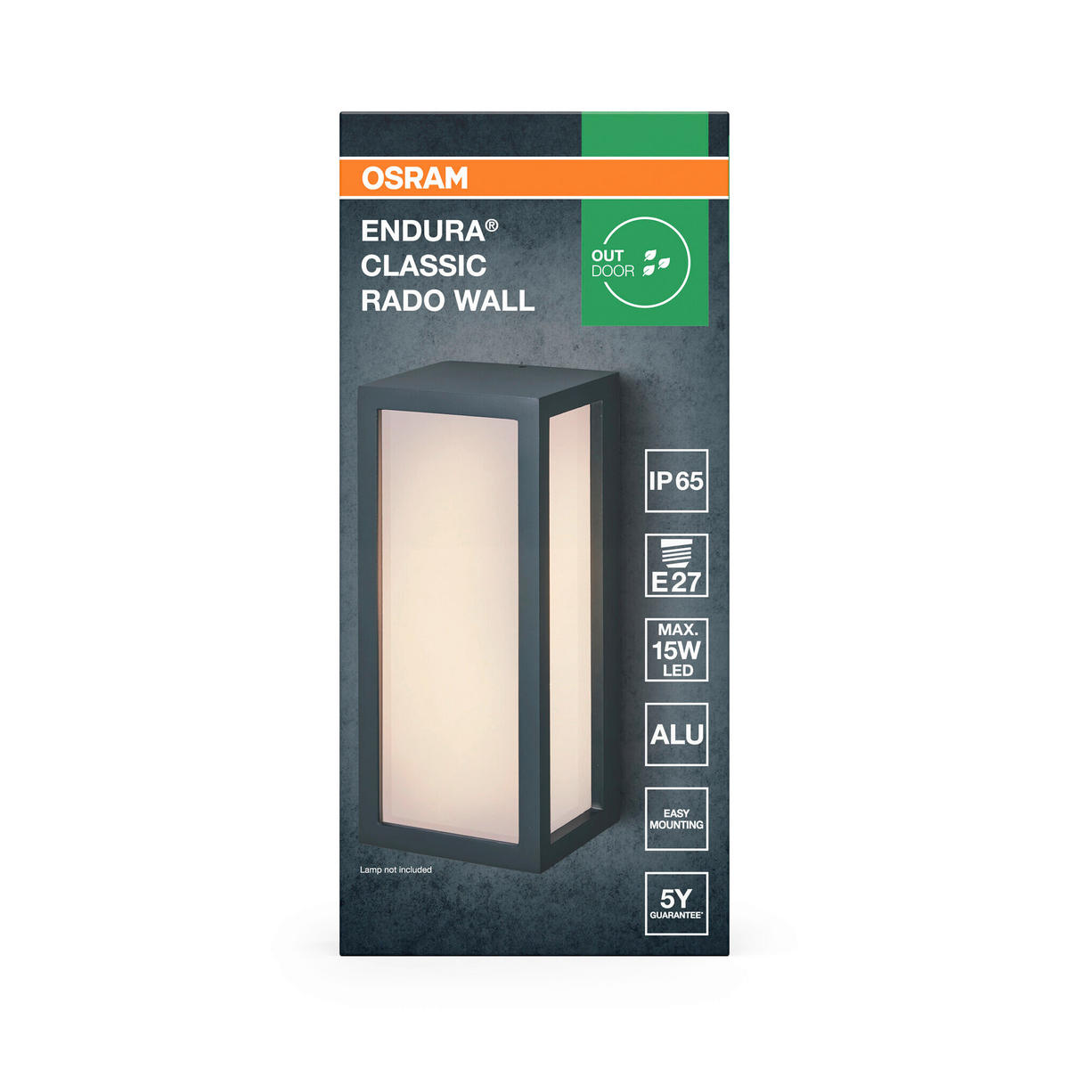 AUßENLEUCHTE 11/10,2/25 cm   - Dunkelgrau, Basics, Kunststoff/Metall (11/10,2/25cm) - Osram