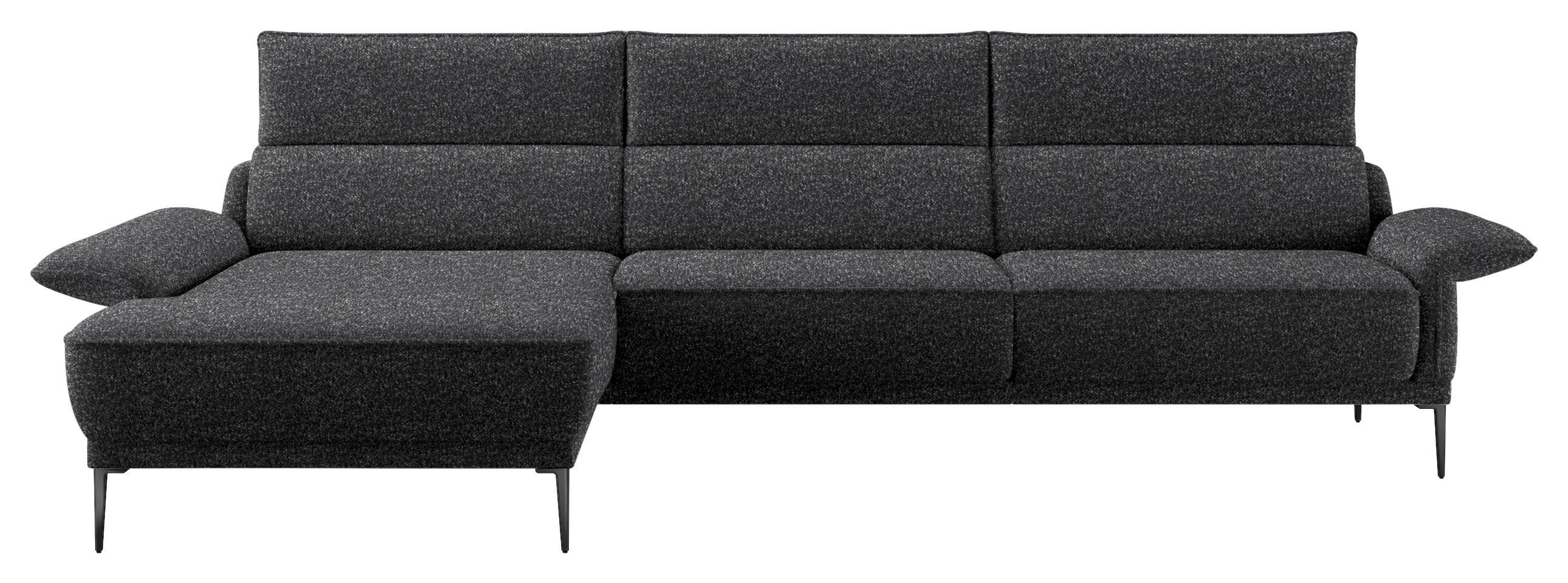 ECKSOFA in Bouclé Anthrazit  - Anthrazit/Schwarz, Modern, Textil/Metall (186/330cm) - Johann Jakob