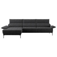 ECKSOFA in Bouclé Anthrazit  - Anthrazit/Schwarz, Modern, Textil/Metall (186/330cm) - Johann Jakob