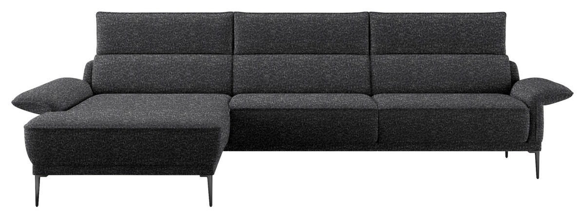 ECKSOFA in Bouclé Anthrazit  - Anthrazit/Schwarz, Modern, Textil/Metall (186/330cm) - Johann Jakob