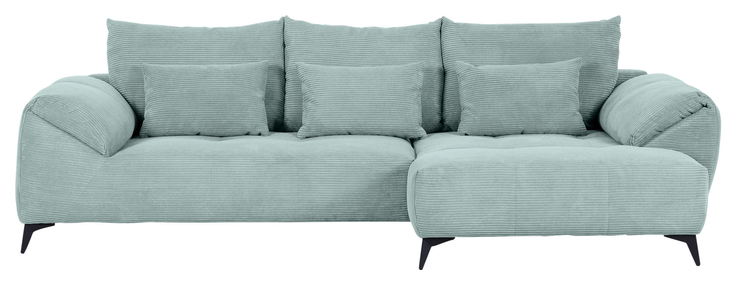 ECKSOFA in Cord Mintgrün  - Schwarz/Mintgrün, Konventionell, Textil/Metall (311/176cm) - Carryhome