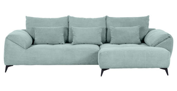 ECKSOFA in Cord Mintgrün  - Schwarz/Mintgrün, KONVENTIONELL, Textil/Metall (311/176cm) - Carryhome