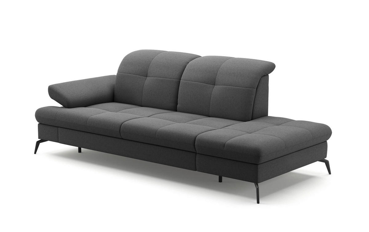 RÉCAMIERE in Flachgewebe Dunkelgrau  - Dunkelgrau/Schwarz, Konventionell, Textil/Metall (231/90/122cm) - Sit & More