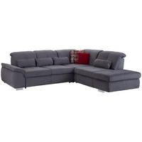 WOHNLANDSCHAFT in Mikrofaser, Chenille Grau  - Chromfarben/Grau, Modern, Textil/Metall (315/260cm) - Livetastic