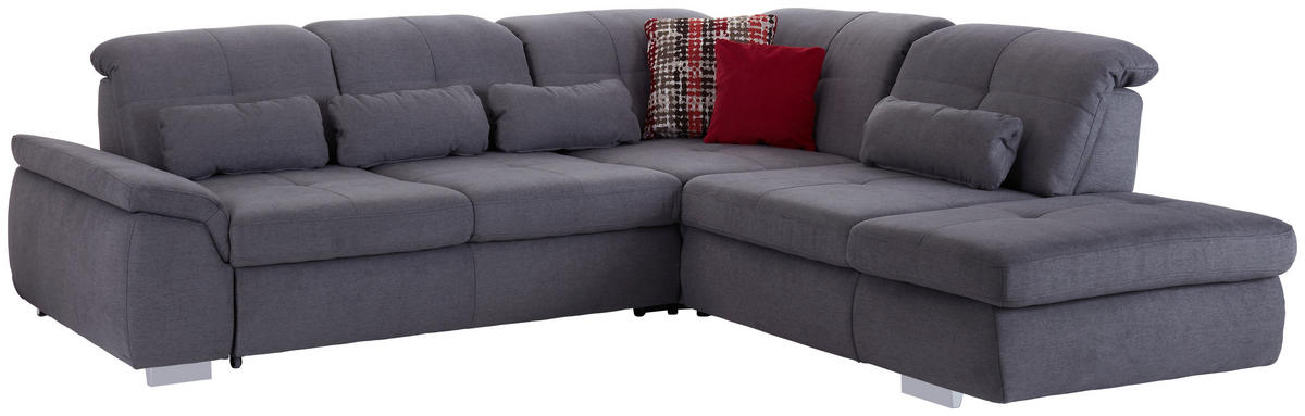 WOHNLANDSCHAFT in Mikrofaser, Chenille Grau  - Chromfarben/Grau, Modern, Textil/Metall (315/260cm) - Livetastic