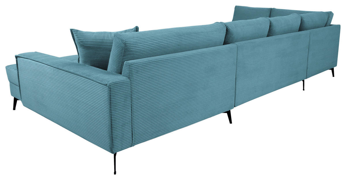 WOHNLANDSCHAFT ZERO Blau Cord  - Blau/Schwarz, Trend, Textil/Metall (195/362/173cm) - Livetastic