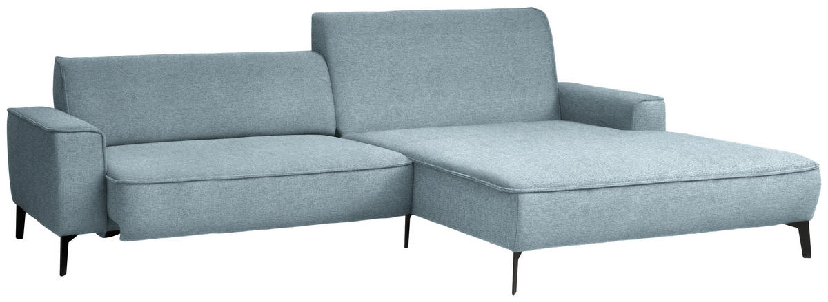 ECKSOFA in Flachgewebe Hellblau  - Schwarz/Hellblau, Design, Textil/Metall (285/190cm) - Johann Jakob