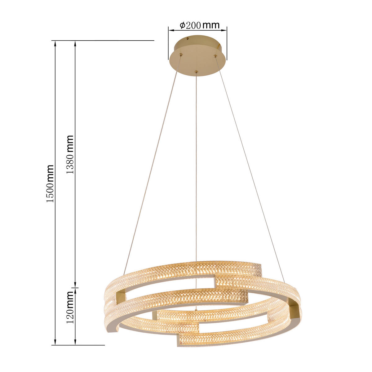 HÄNGELEUCHTE    - Goldfarben, Design, Metall (150/60/60cm)