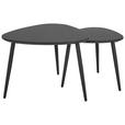COUCHTISCHSET Akazie vollmassiv 74/68/45 cm Freiform Schwarz  - Schwarz, Design, Holz/Metall (74/68/45cm) - Carryhome