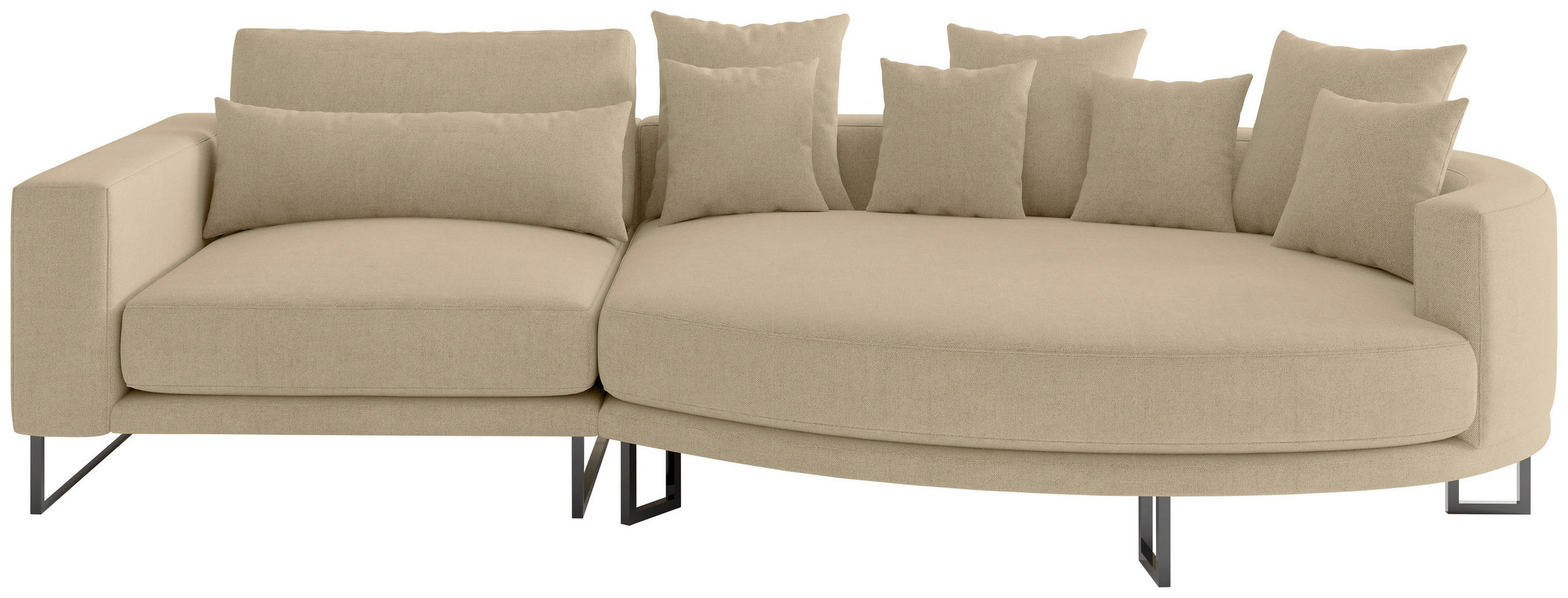 BIGSOFA Webstoff Beige  - Beige/Schwarz, Design, Textil/Metall (150/283cm) - Livetastic