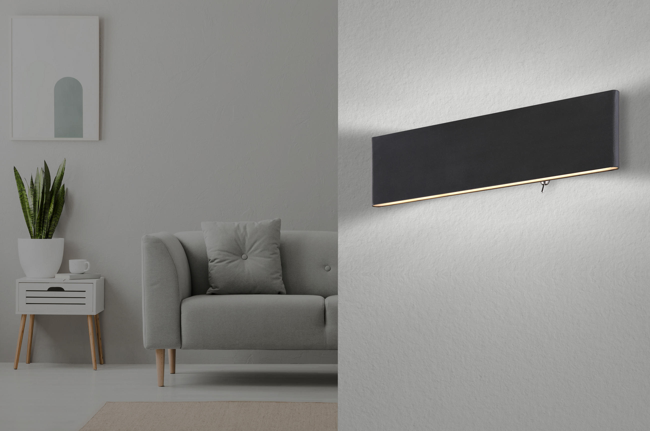 NÁSTĚNNÉ LED SVÍTIDLO, 29,5/4,5/8 cm - bílá/černá, Basics, kov/plast (29,5/4,5/8cm)