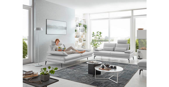 2,5-SITZER  in Echtleder Weiß   - Schwarz/Weiß, Design, Leder/Metall (196/86/104cm) - Dieter Knoll