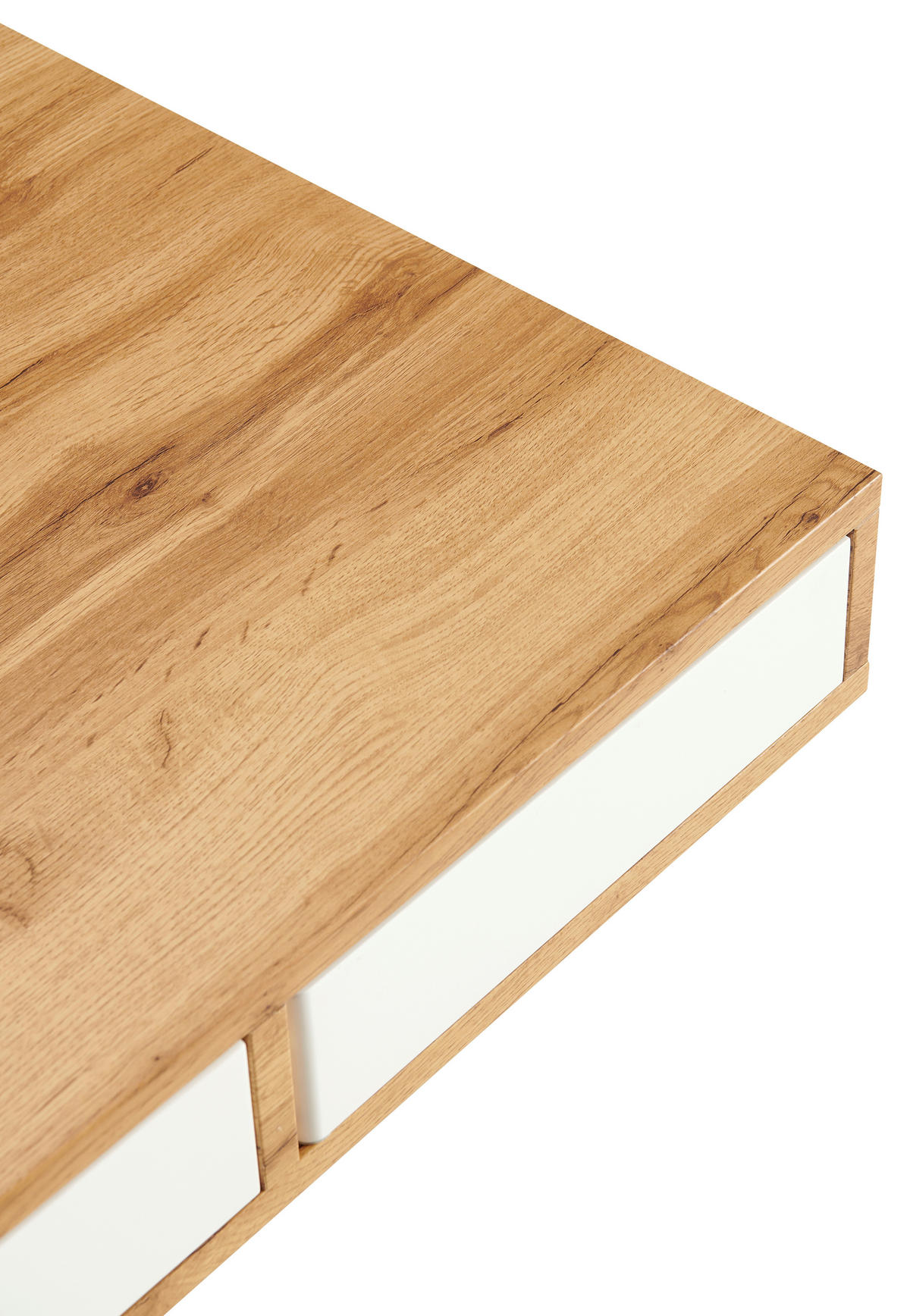 DOHÁNYZÓASZTAL fém, faalapú anyag 140/70/48-77 cm   - tölgyfa/fehér, Design, faalapú anyag/fém (140/70/48-77cm) - Livetastic