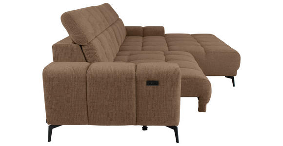 ECKSOFA inkl.Funktionen Hellbraun Chenille  - Hellbraun/Schwarz, MODERN, Textil/Metall (300/195cm) - Xora