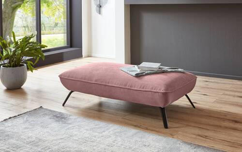HOCKER Cord Altrosa  - Schwarz/Altrosa, Design, Textil/Metall (142/43/80cm) - Moderano