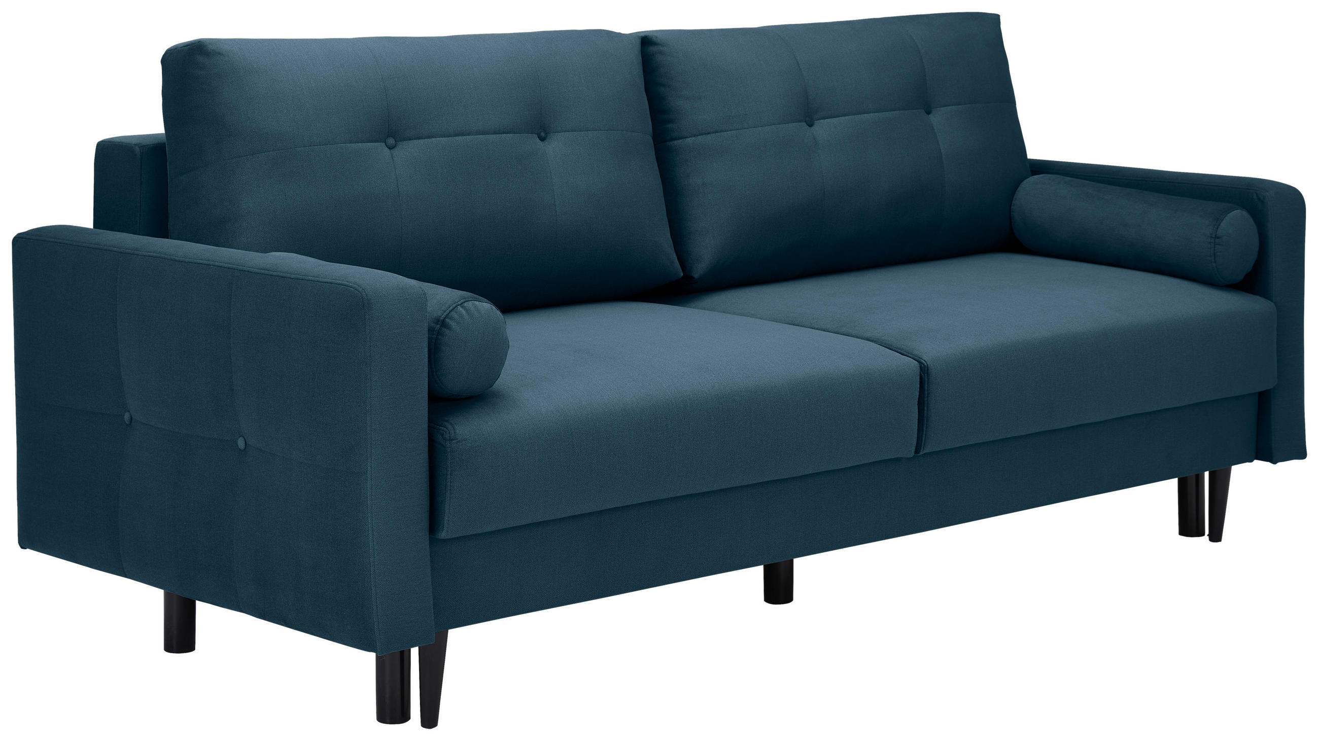 ZOFA S POSTELJNO FUNKCIJO,  modra tekstil  - modra/črna, Konvencionalno, tekstil/les (220/95/98cm) - Carryhome